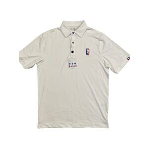 USAG Polo Shirt Adult Medium White Amateur Tour Poly Golf Short Sleeve Cool Logo